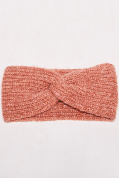 Bandeau tricoté rouge clair femme
