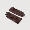 Gants en cuir marron fonc&eacute; femme