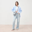 Jeans large taille haute denim bleach femme