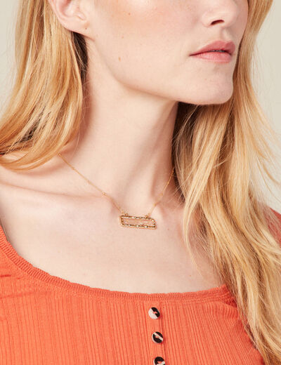 Collier pendentif en résine couleur or femme