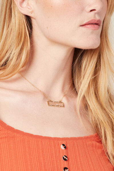Collier pendentif en résine couleur or femme