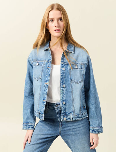 Veste oversize en jean denim used femme