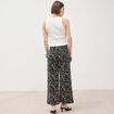 Pantalon loose en coton doubl&eacute; noir femme