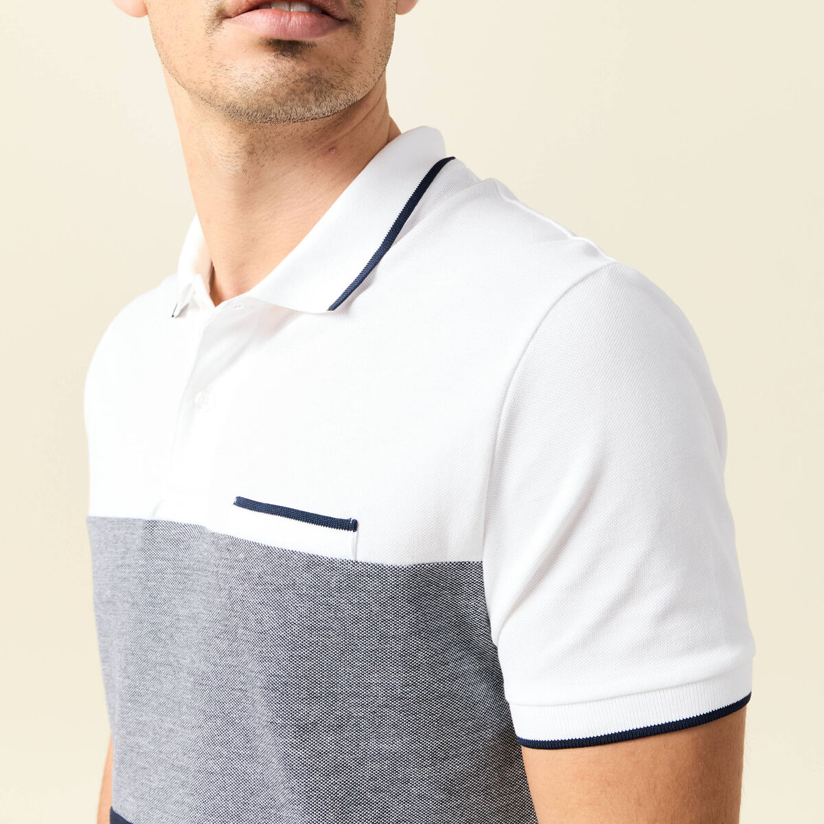 Polo manches courtes bleu marine homme
