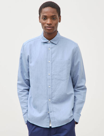 Chemise manches longues bleu gris homme