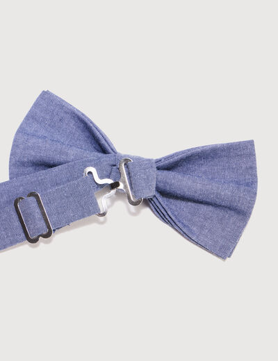 Noeud papillon en coton bleu gris homme