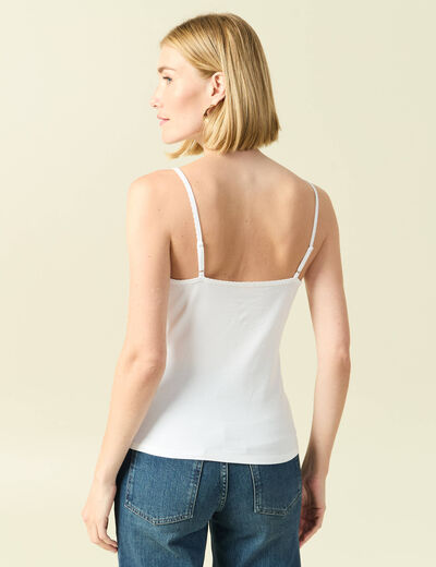 D&eacute;bardeur cintr&eacute; d&eacute;collet&eacute; bretelles blanc femme