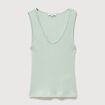 D&eacute;bardeur col v bretelles dentelle vert pastel femme