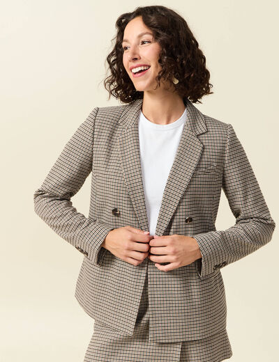 Blazer manches longues col tailleur noir femme
