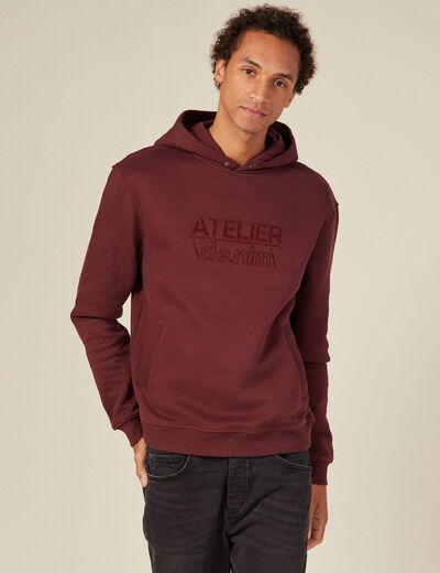 Sweat à capuche rouge foncé homme