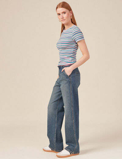 T-shirt manches courtes multicolore femme