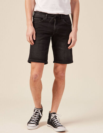 Bermuda en jean ultra stretch denim noir homme
