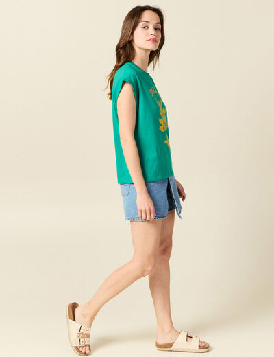 T-shirt éco-responsable vert turquoise femme