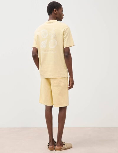 T-shirt en coton manches courtes jaune clair homme