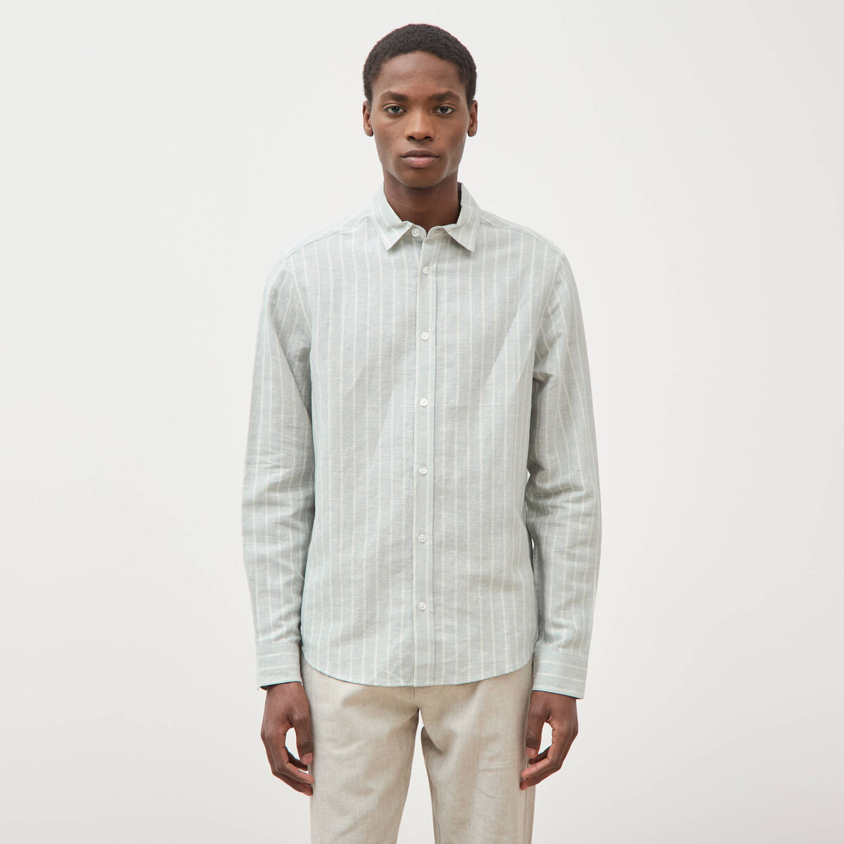 Chemise manches longues vert clair homme