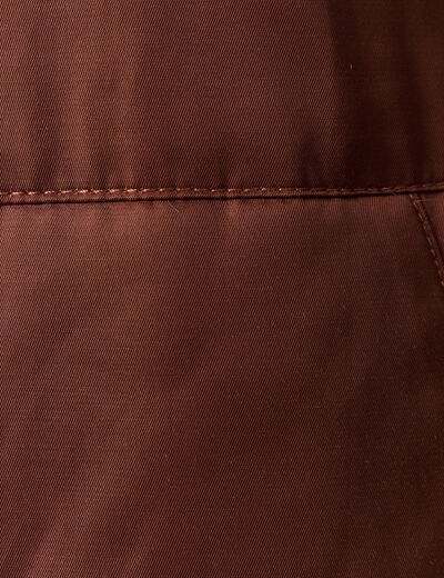 Parka droite &agrave; capuche marron fonc&eacute; femme