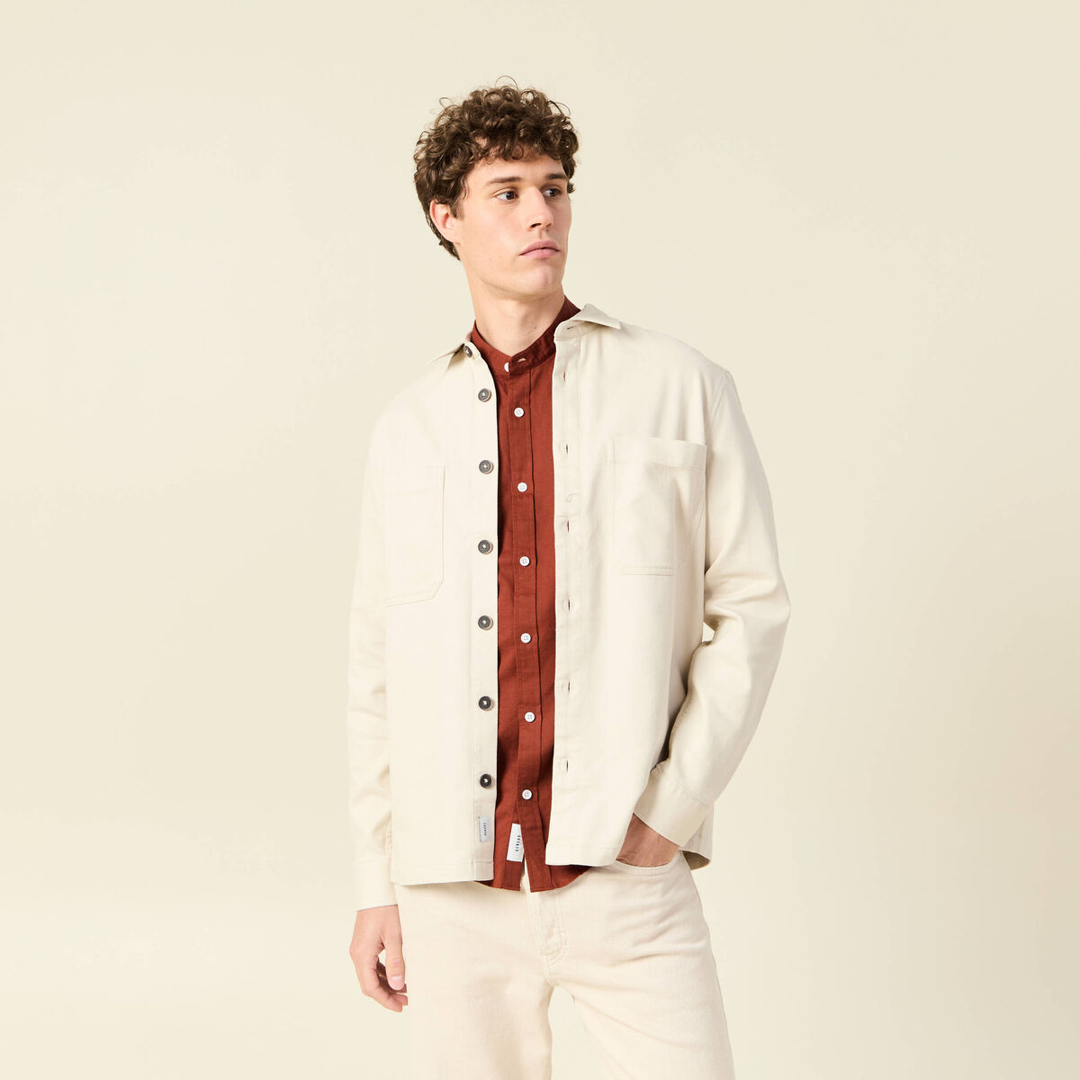 Surchemise manches longues sable homme