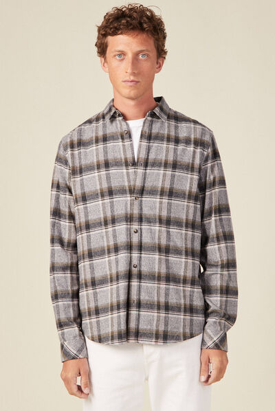 Chemise manches longues vert kaki homme