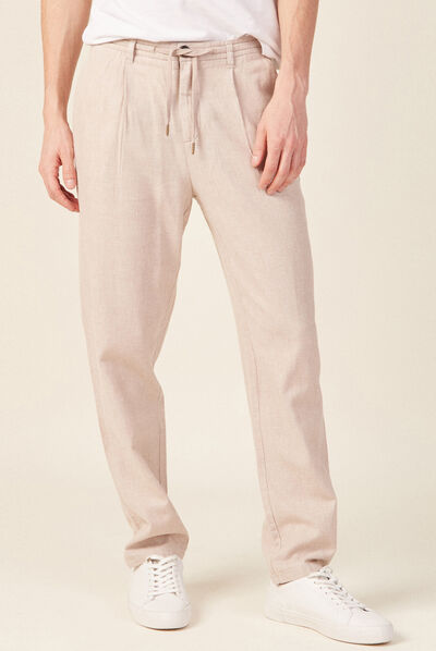 Pantalon chino à coulisse beige homme