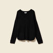 Pull manches longues col en V noir femme