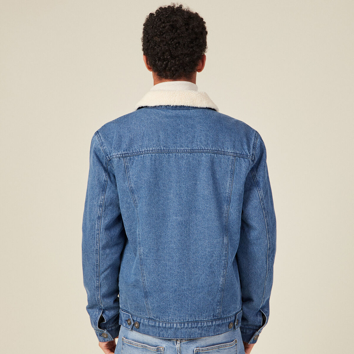 Veste droite en jean denim stone homme