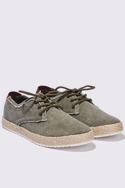 Espadrilles plates vert kaki homme