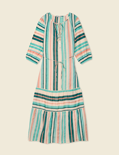 Robe longue évasée noeuds blanc femme