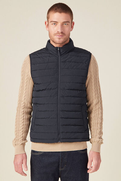 Doudoune droite sans manches bleu marine homme