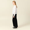 Blouse cintr&eacute;e dentelle manches longues ecru femme