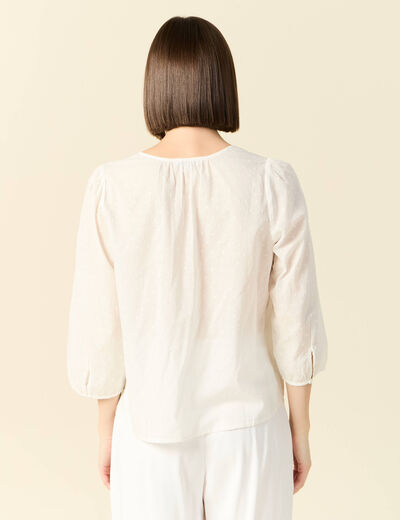 Blouse manches 3/4 blanc femme
