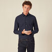Chemise cintr&eacute;e manches longues bleu fonc&eacute; homme