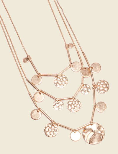 Collier multirangs piécettes couleur or femme