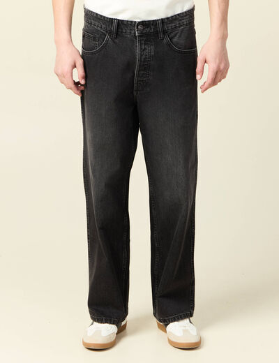 Jeans large 5 poches longueur 32 denim snow noir homme