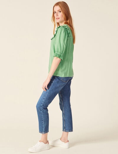 Chemise manches 3/4 vert clair femme
