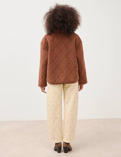 Blouson bouclette marron clair femme