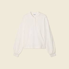 sweat manches longues col polo ecru femme Sweat manches longues col polo ecru femme