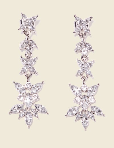 Boucles d'oreilles pendantes gris argent femme