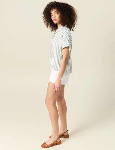 Chemise manches 3/4 vert olive femme