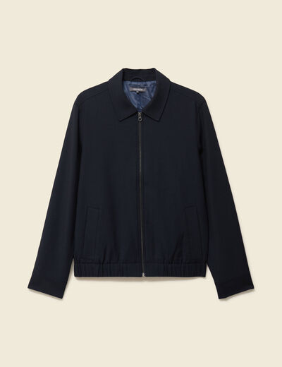 Blouson manches longues col classique bleu marine homme