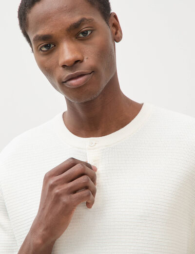 T-shirt en coton manches courtes ecru homme