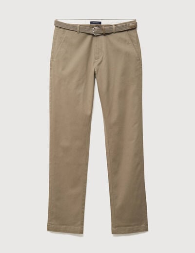 Pantalon straight longueur 32 ceinture taupe homme