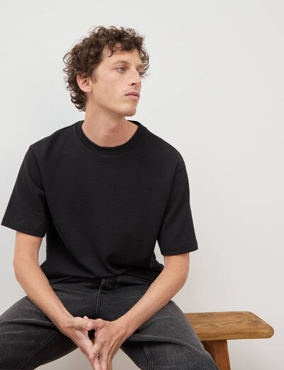 T-shirt ample col rond manches courtes noir homme