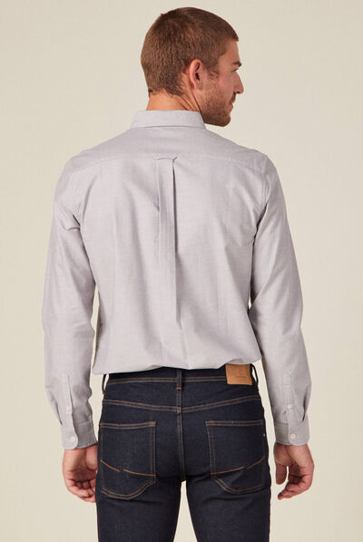 Chemise manches longues gris foncé homme