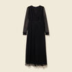 Robe manches longues en voile doubl&eacute;e noir femme