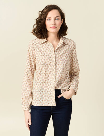 Chemise manches longues creme femme