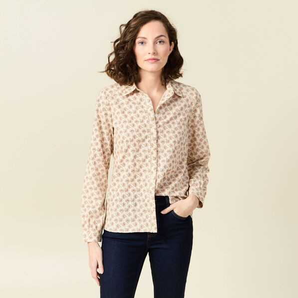 Chemise manches longues creme femme