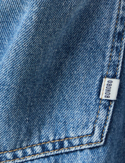 Chino droit longueur 32 en coton denim stone homme
