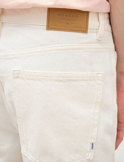 Bermuda en jean coton denim blanc homme