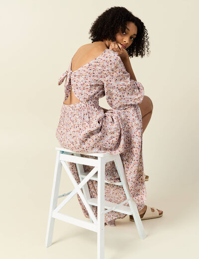 Robe longue &eacute;vas&eacute;e ivoire femme