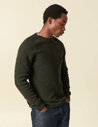 Pull manches longues fabriqu&eacute; en France vert kaki homme